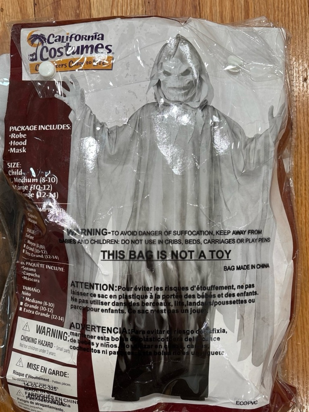 California Costumes White Kids Hooded Grim Reaper Costume with Skull Mask